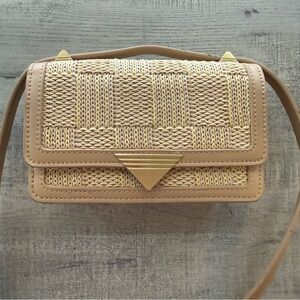 Aldo Tan and Cream Woven Crossbody Bag